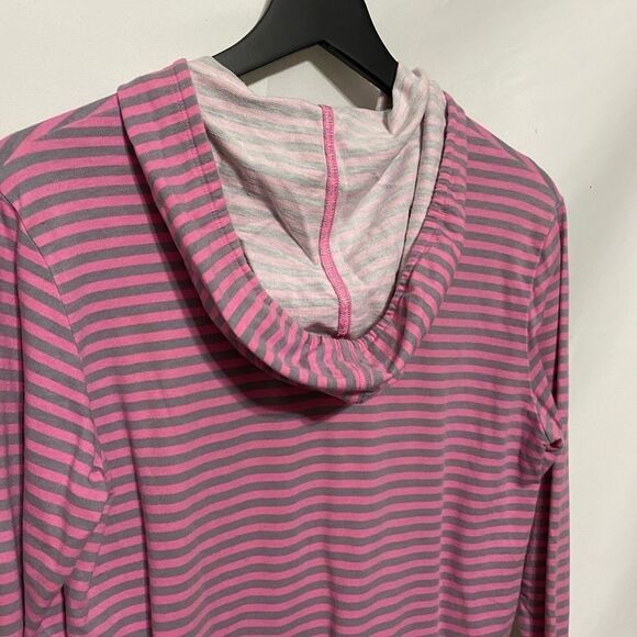 Victoria’s Secret Pink & Gray Striped Full Zip Hoodie - Picture 3 of 9